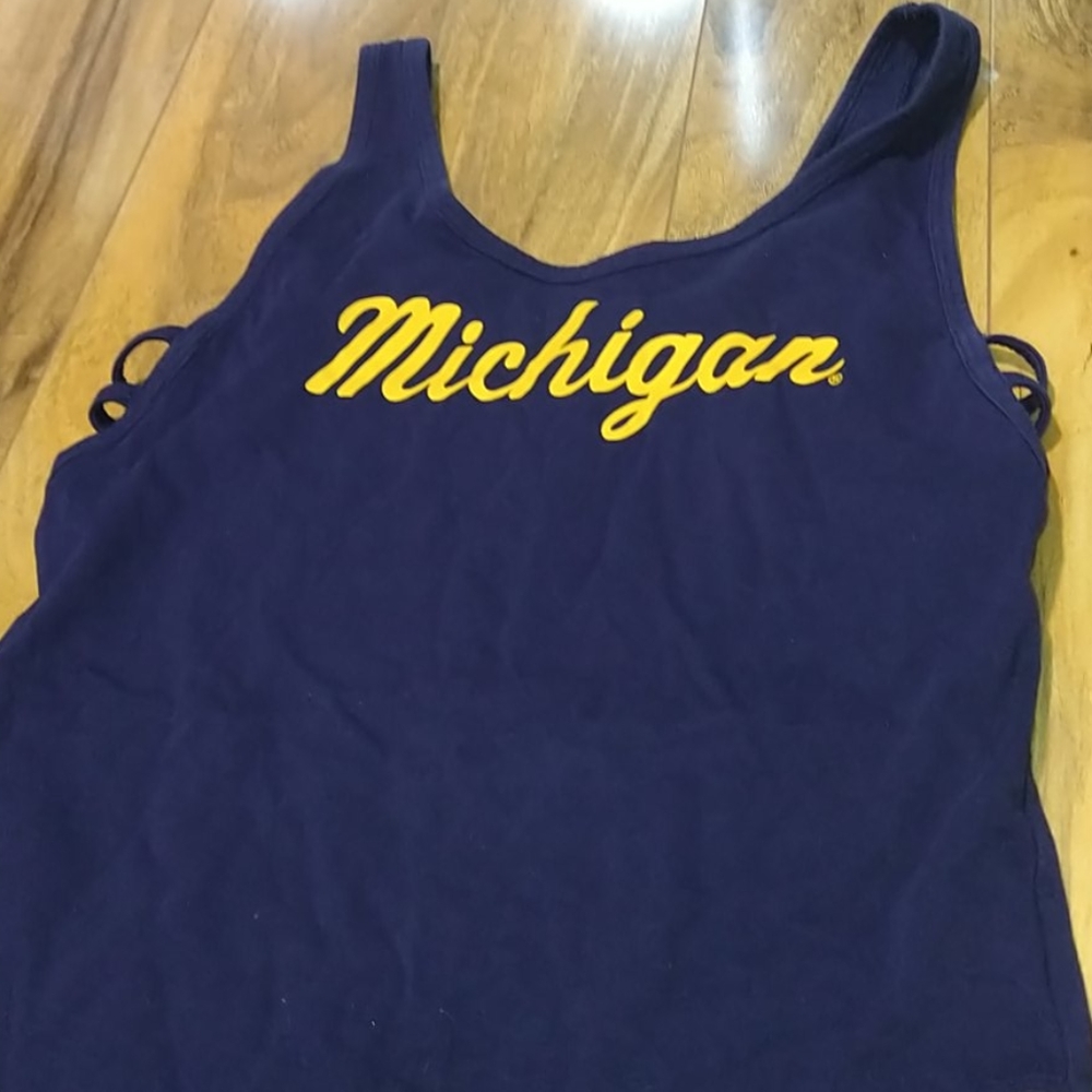 Victoria Secret PINK University of Michigan Tank Top Bodysuit UM Go Blue